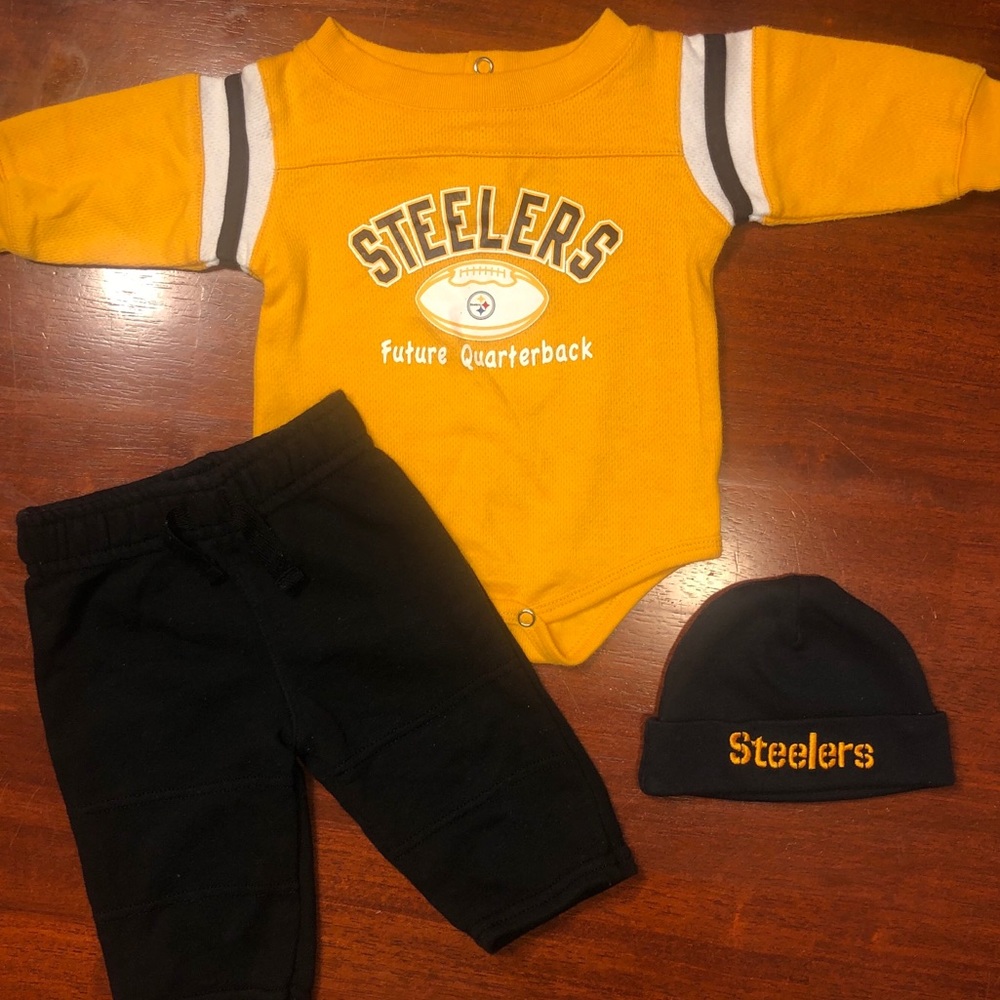 0-3 Month Steeler Outfit Matching Steeler Hat
